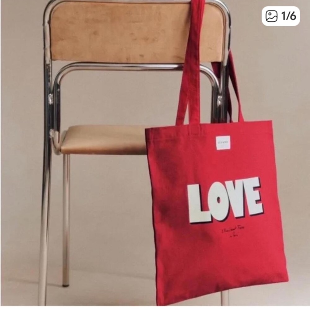 SEZANE Red LOVE Tote Bag